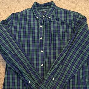 J. Crew Blue and Green Checkered Shirt - Men’s Medium, slim